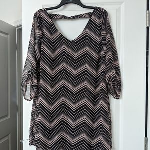 Black and pink chevron mini dress